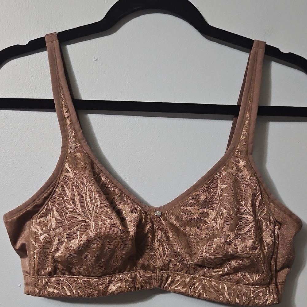 Breezies Tan Floral Wireless Padless Bra Size 38C